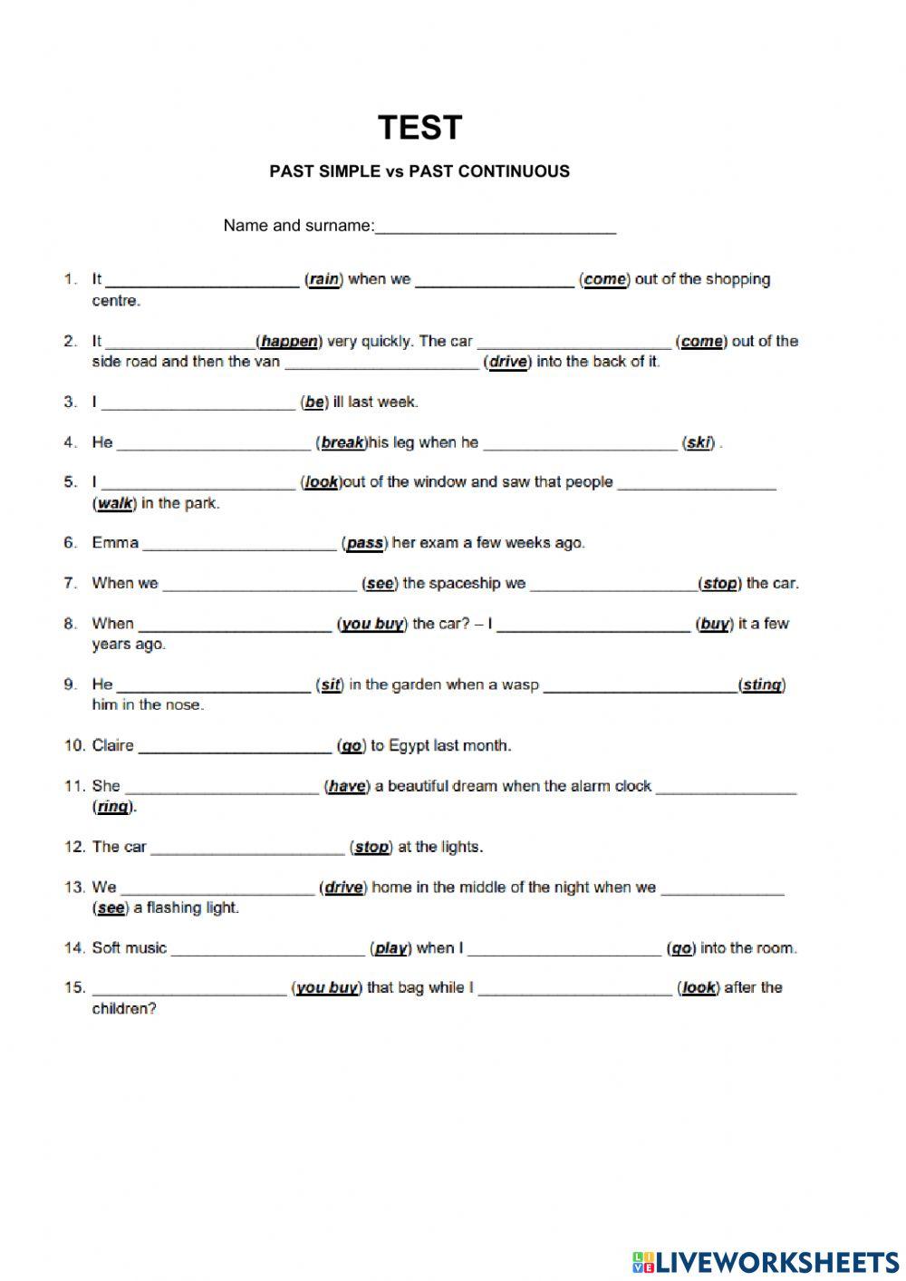 Past simple vs past continuous