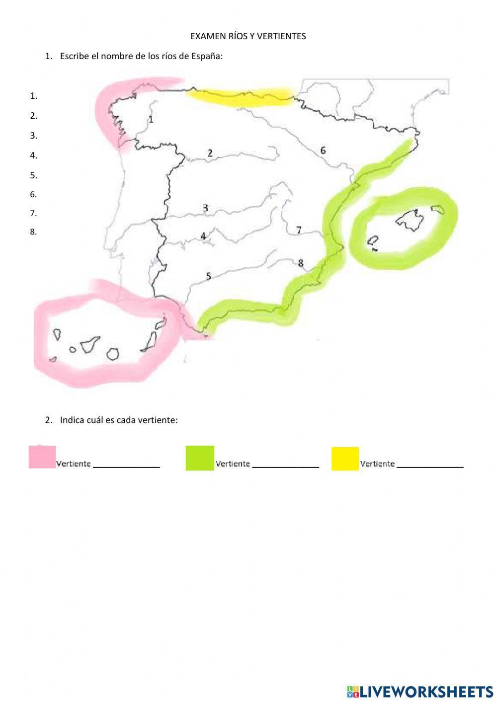 Ríos y vertientes España Ríos y vertientes España