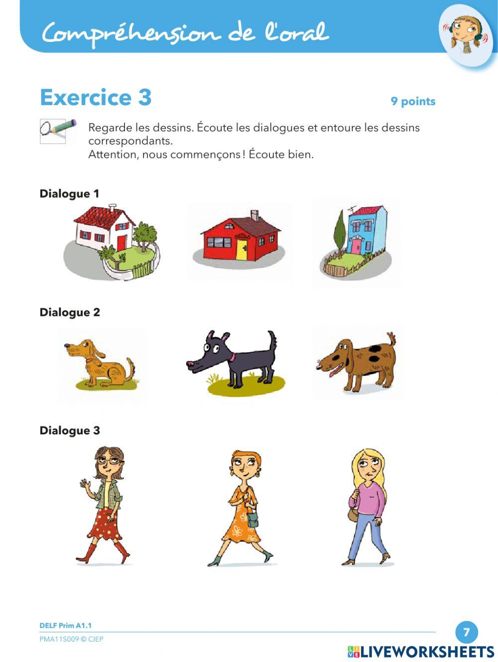 Examen DELF prim A.1