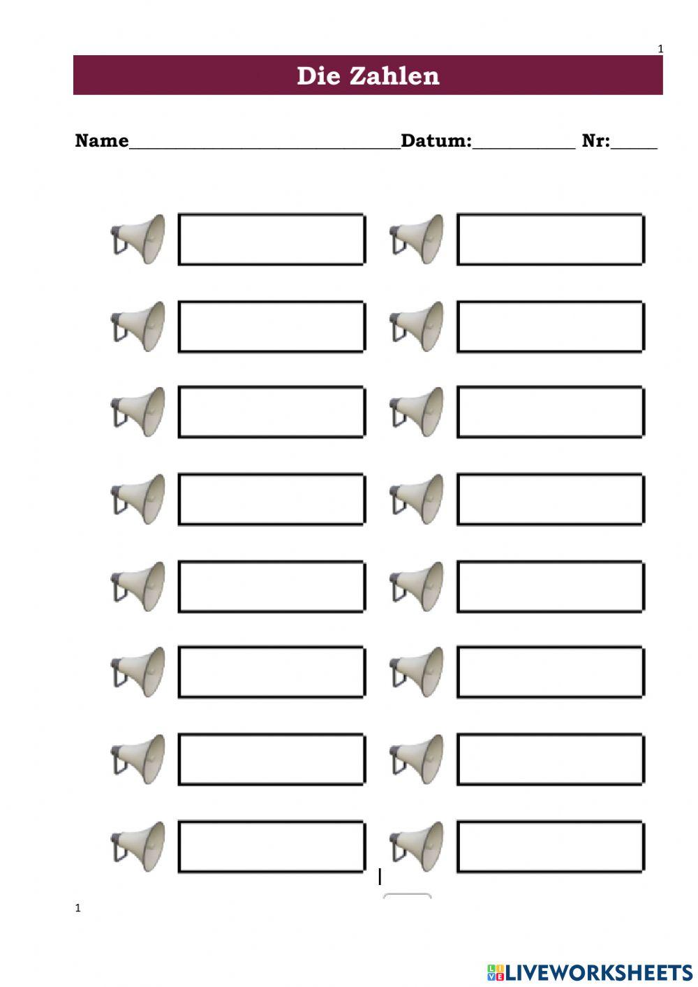 Die Zahlen (todas) cifras Aufgabe 02