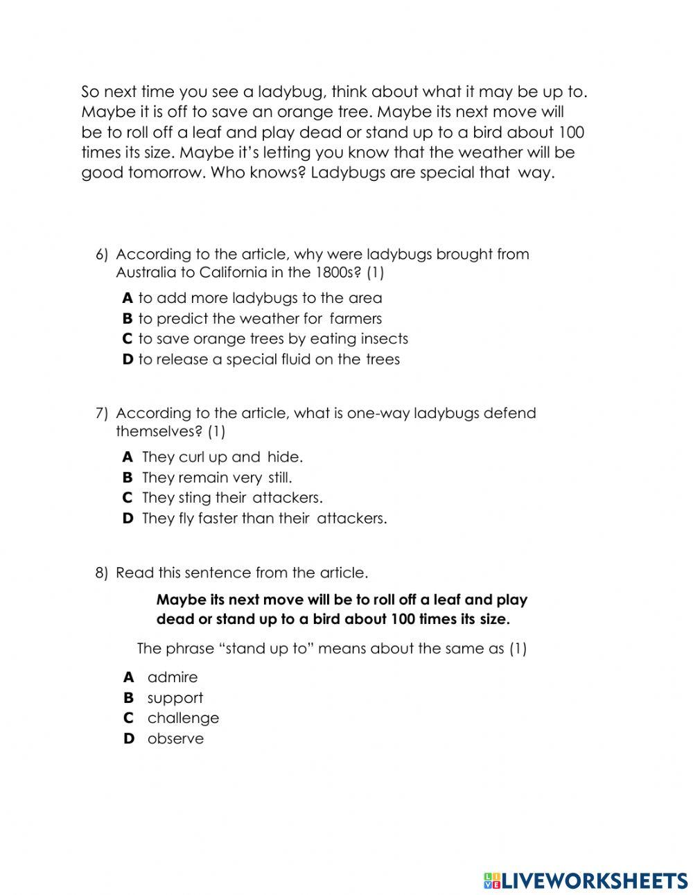 Grade 4 Reading Comprehension