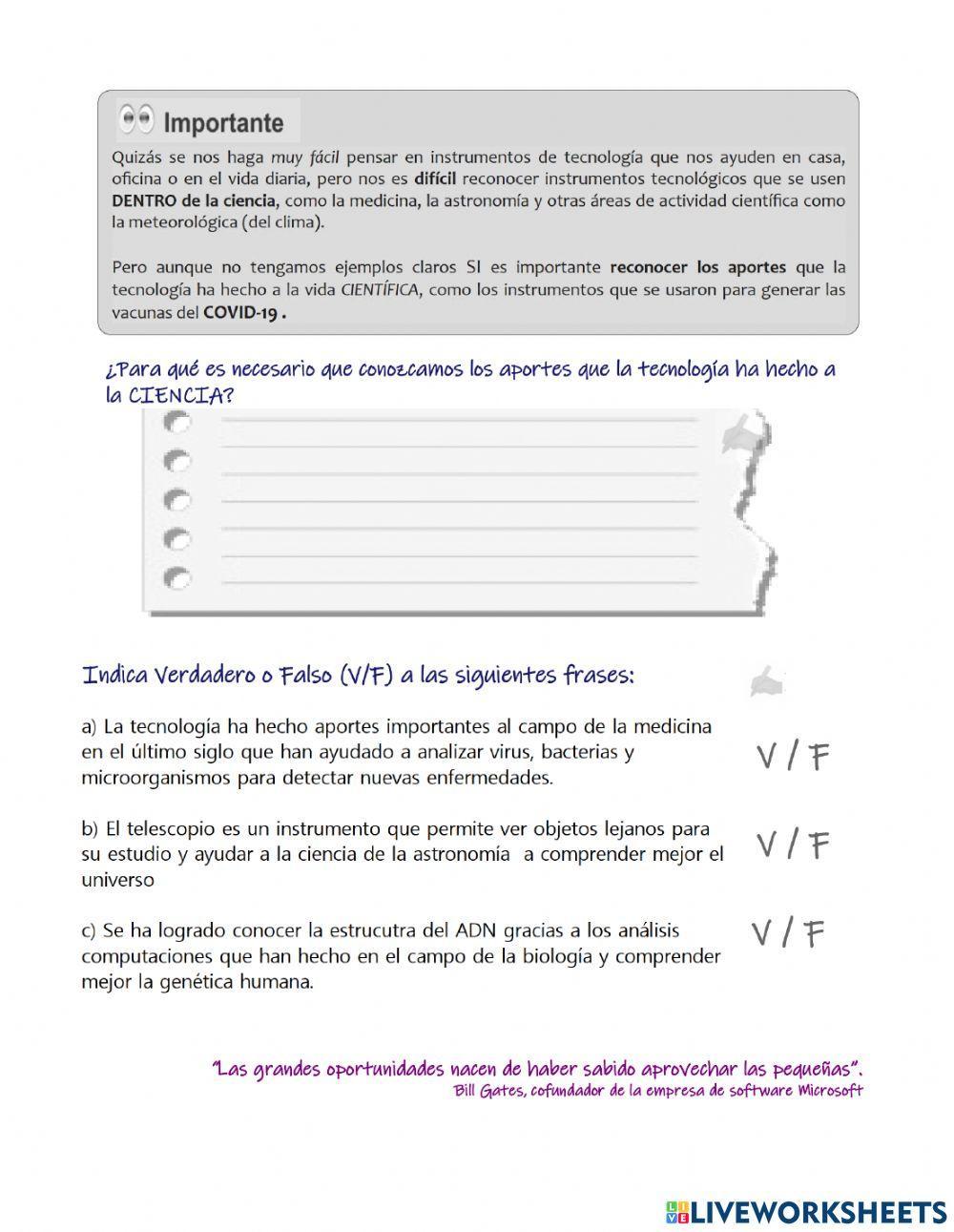 Tecnologías que aportan a las ciencias.