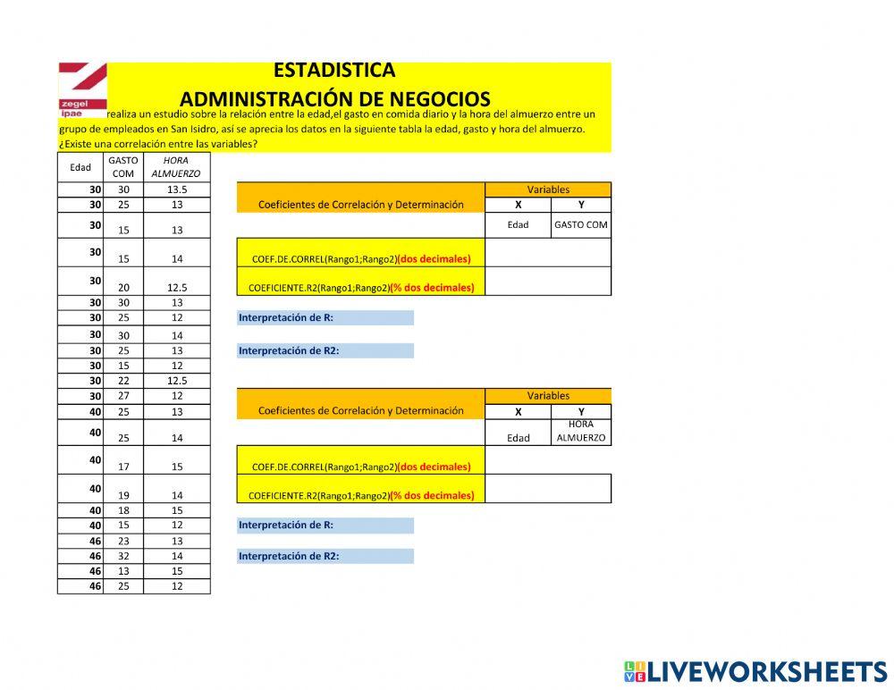 Coeficiente de Correlación (excel) 2