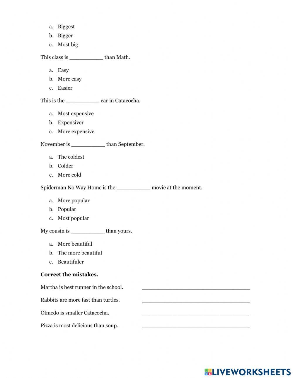 Comparatives and Superlatives