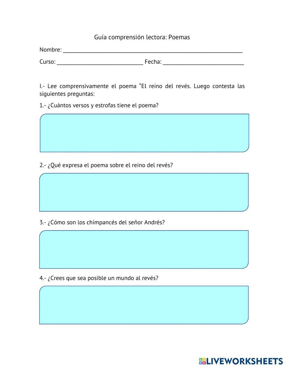 Poema comprensión lectora