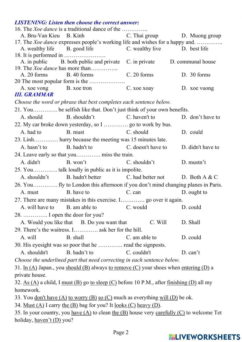 Tieng Anh Lop 8 - 1st Term Test 01