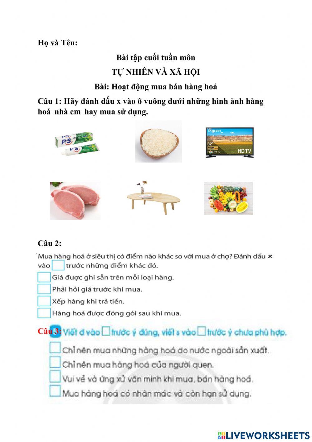 Bai tâp hoat dong mua ban hang hóa