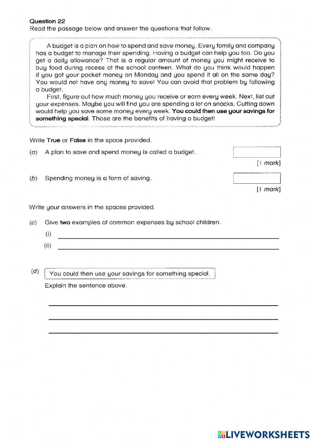 English - Standard 4 - Paper 1