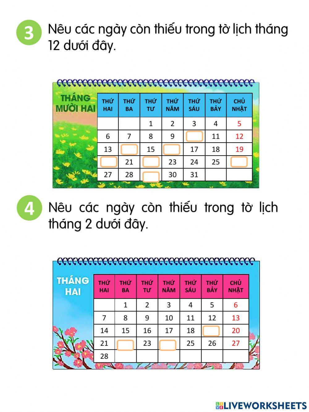 LWS bài Ngày - tháng