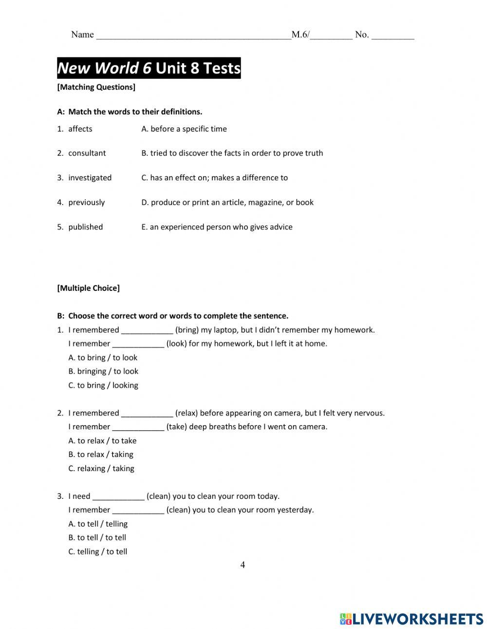 Review Exercises Unit 7-8