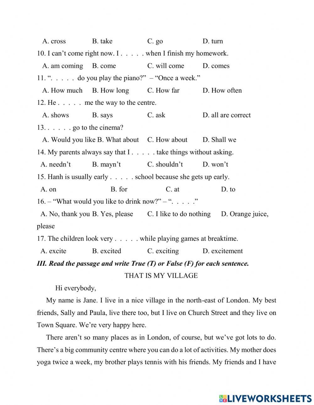 1st term test- grade 6