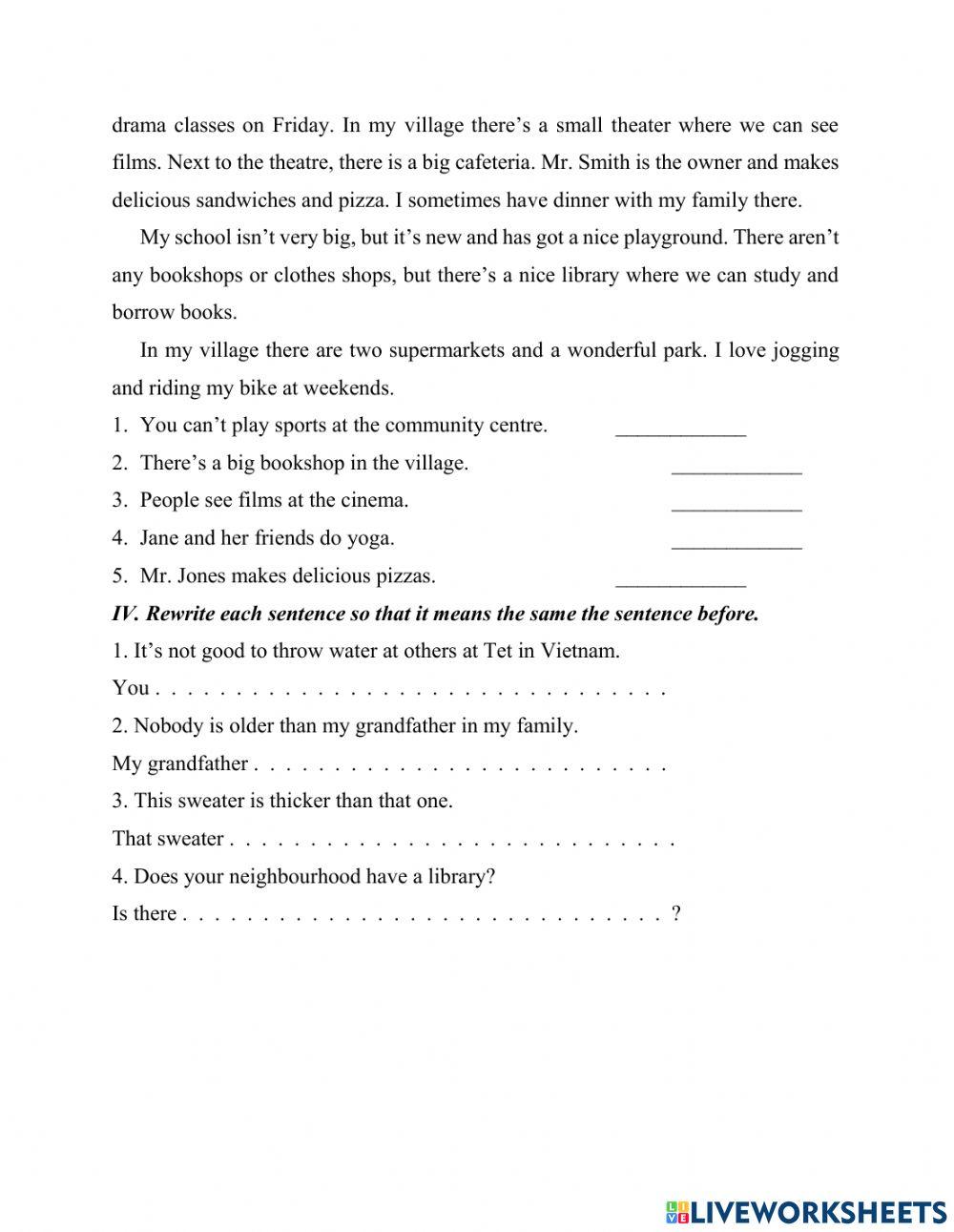 1st term test- grade 6