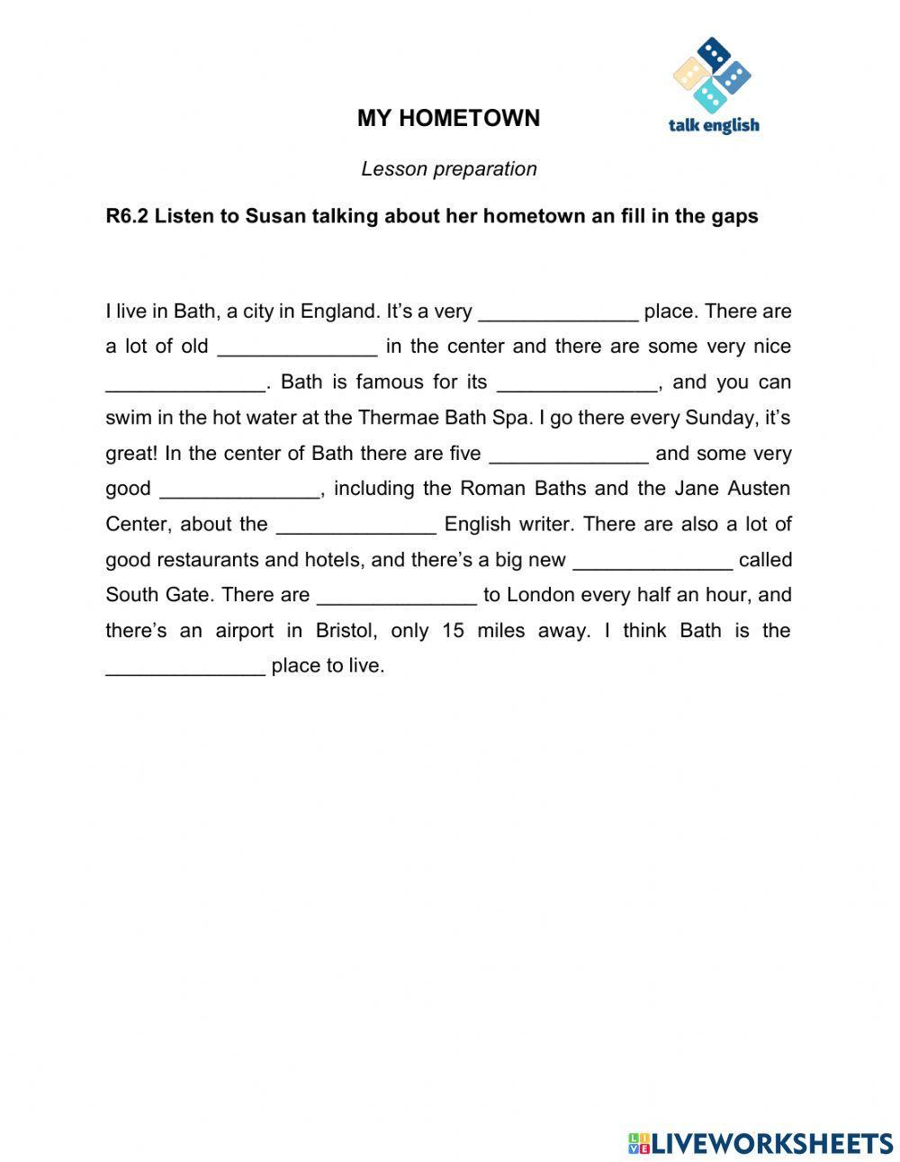 MY HOMETOWN-Listening lesson prep