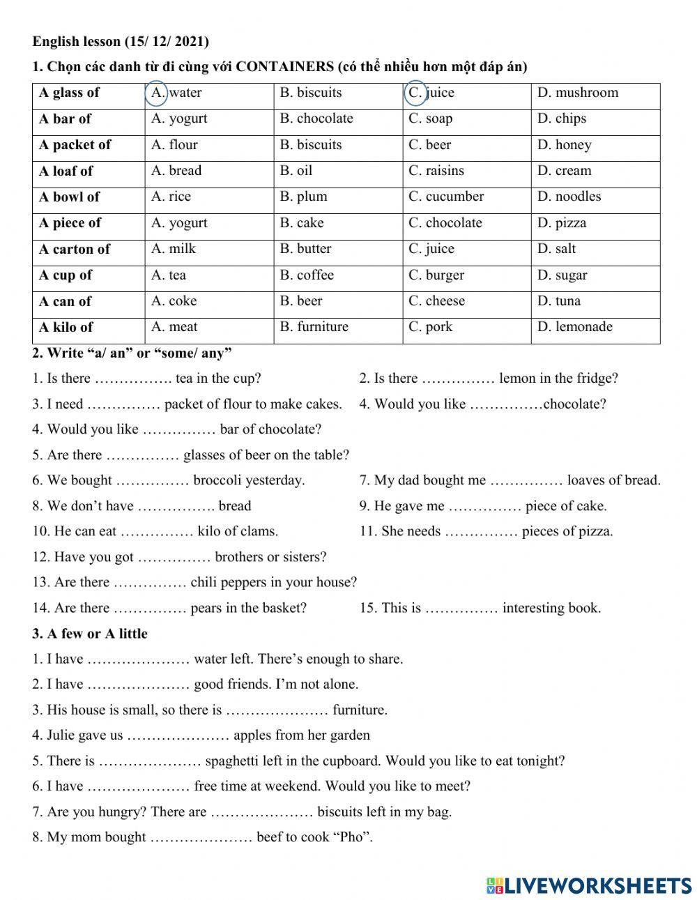 Group 4 - A few A little + Food containers