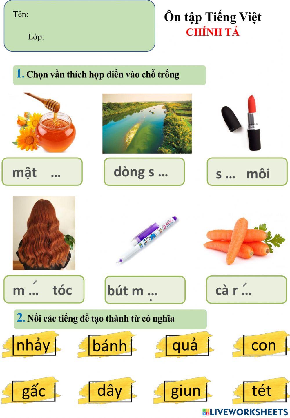 Tiếng việt - ôn tập- thứ 5 - về nhà