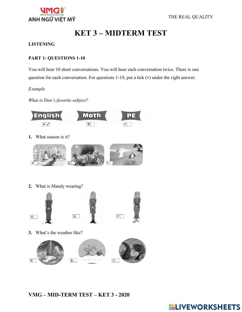 Ket 3 - midterm - Listening