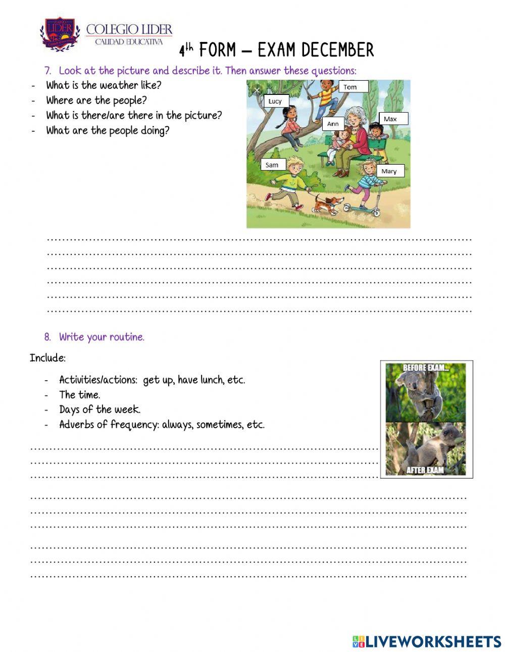 Exam december 4th Form