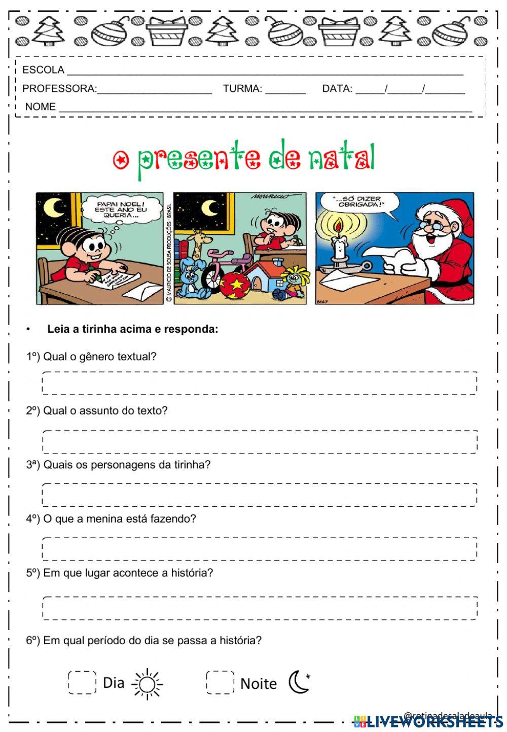 Matemática natalina e Português