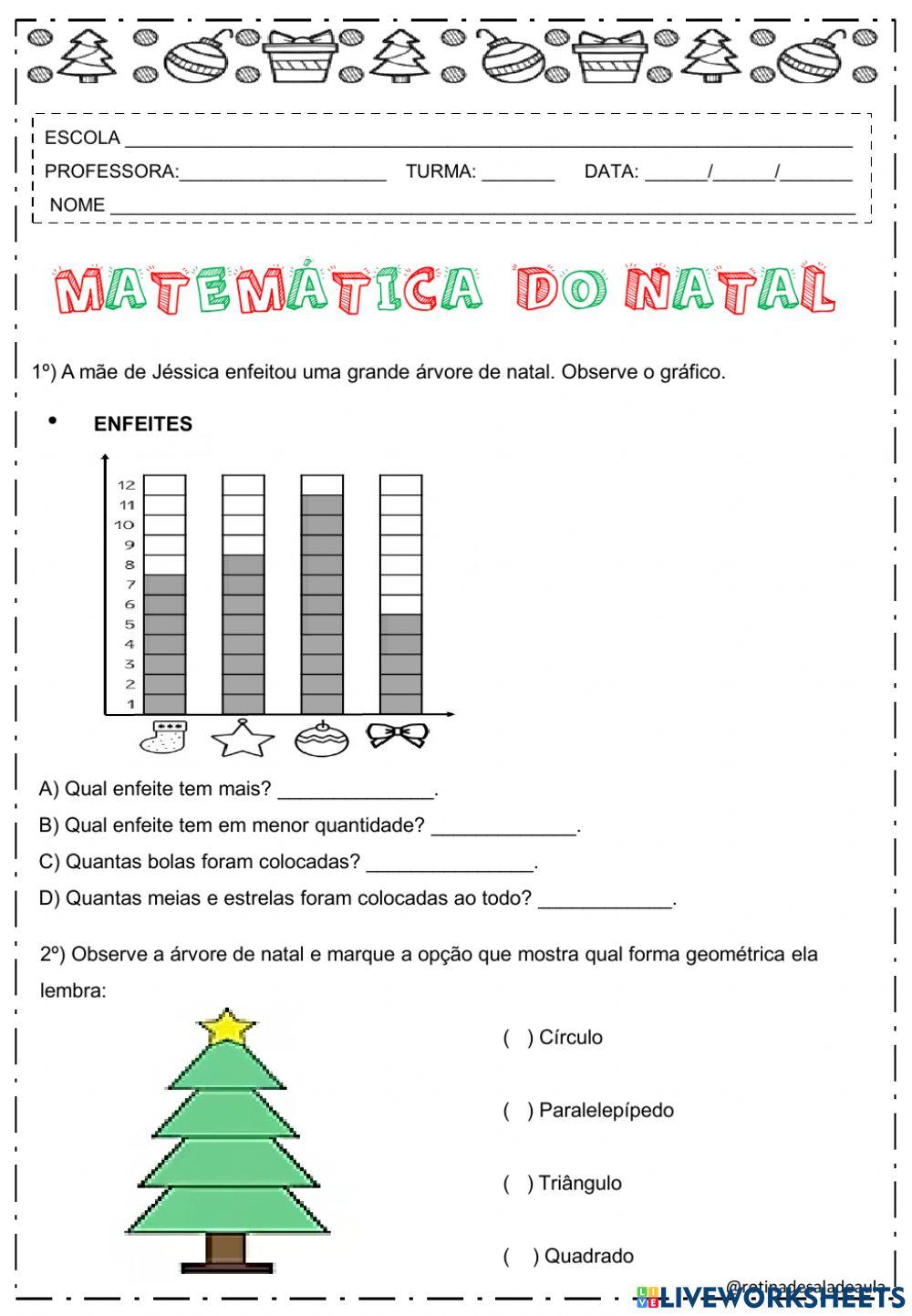 Matemática natalina e Português