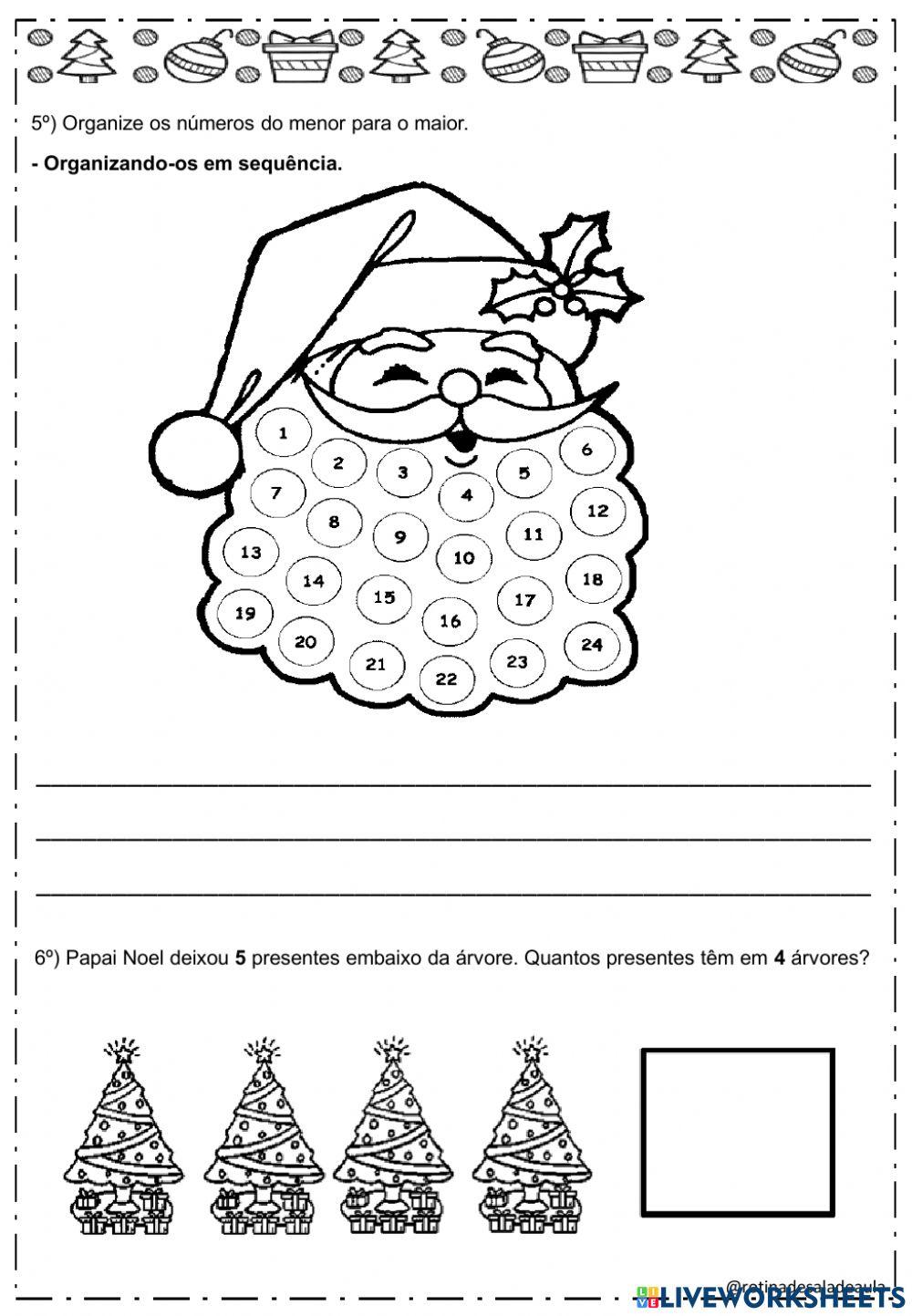 Matemática natalina e Português