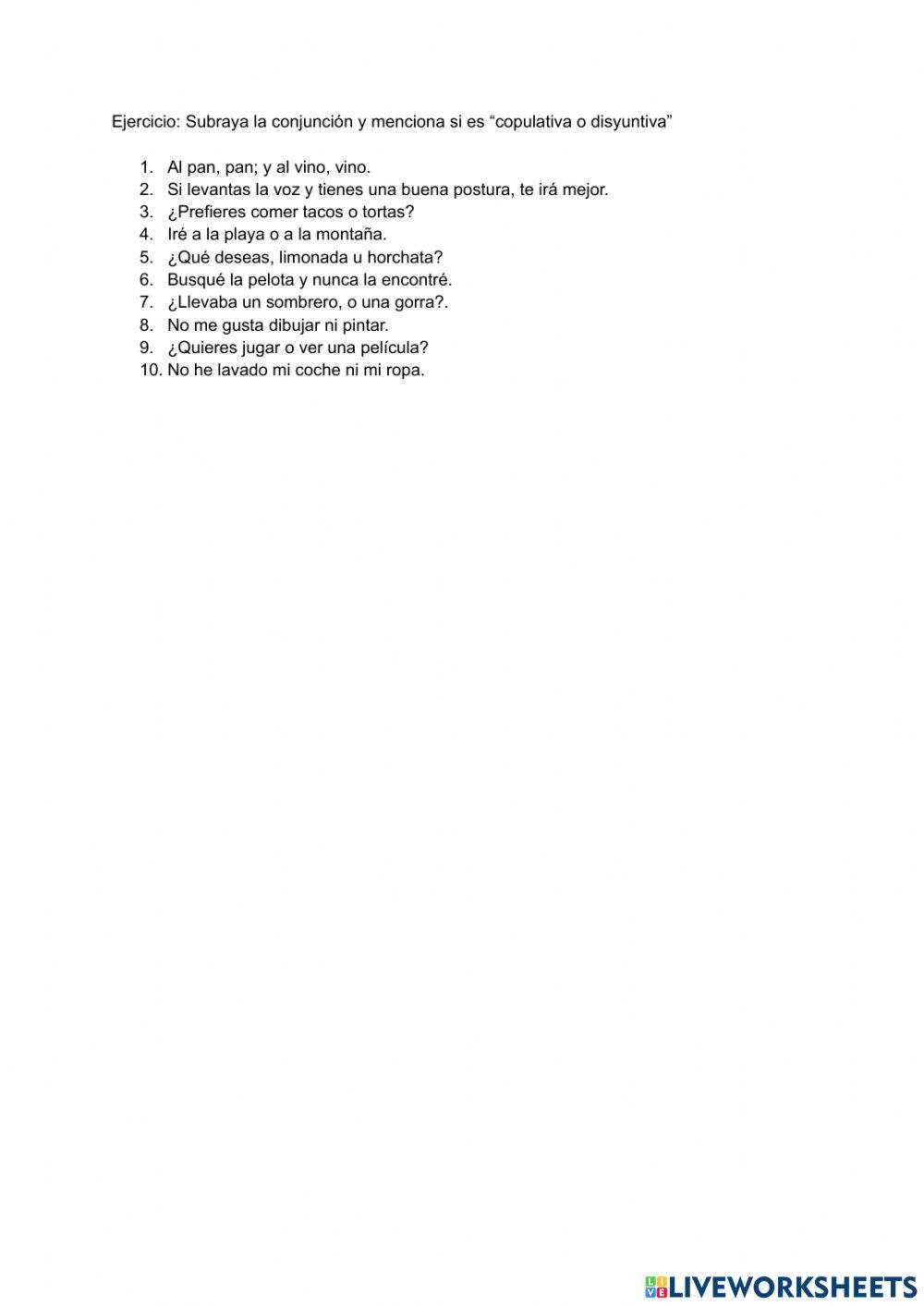 Conjunciones Copulativas y Disyuntivas