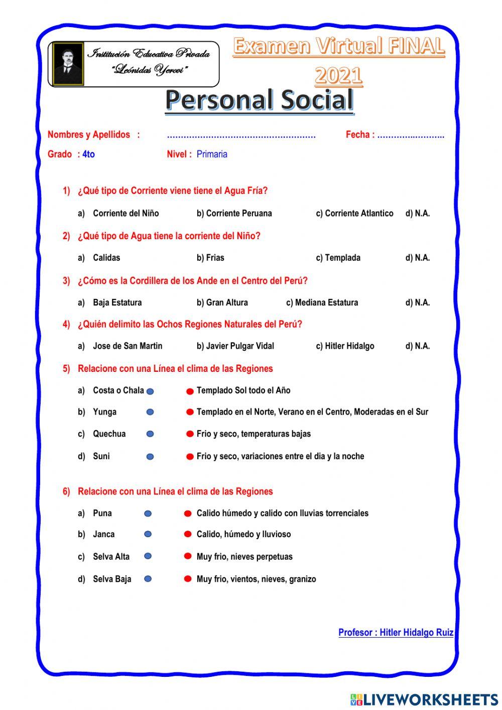 Personal Social 4to Primaria