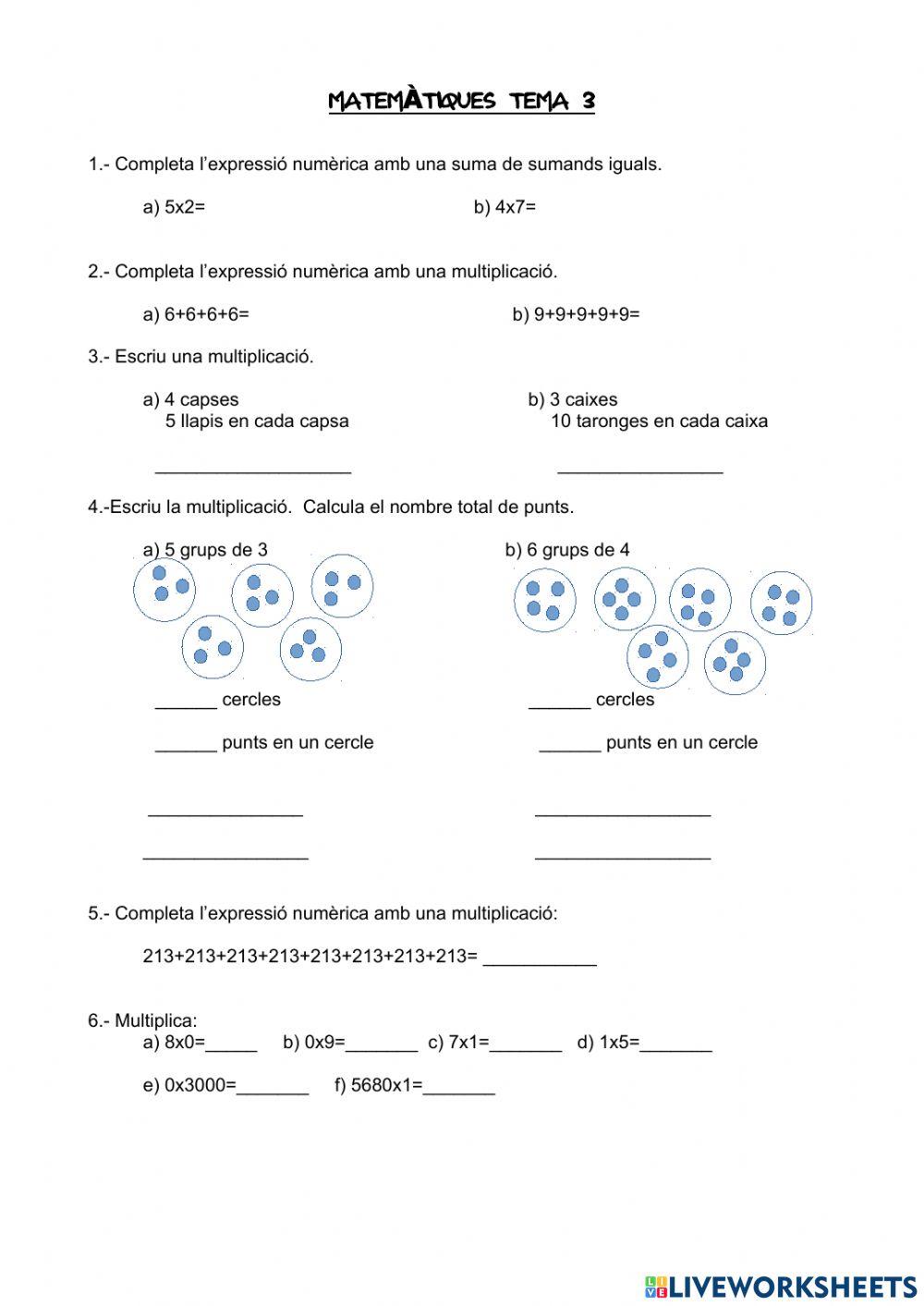 Concepte multiplicació