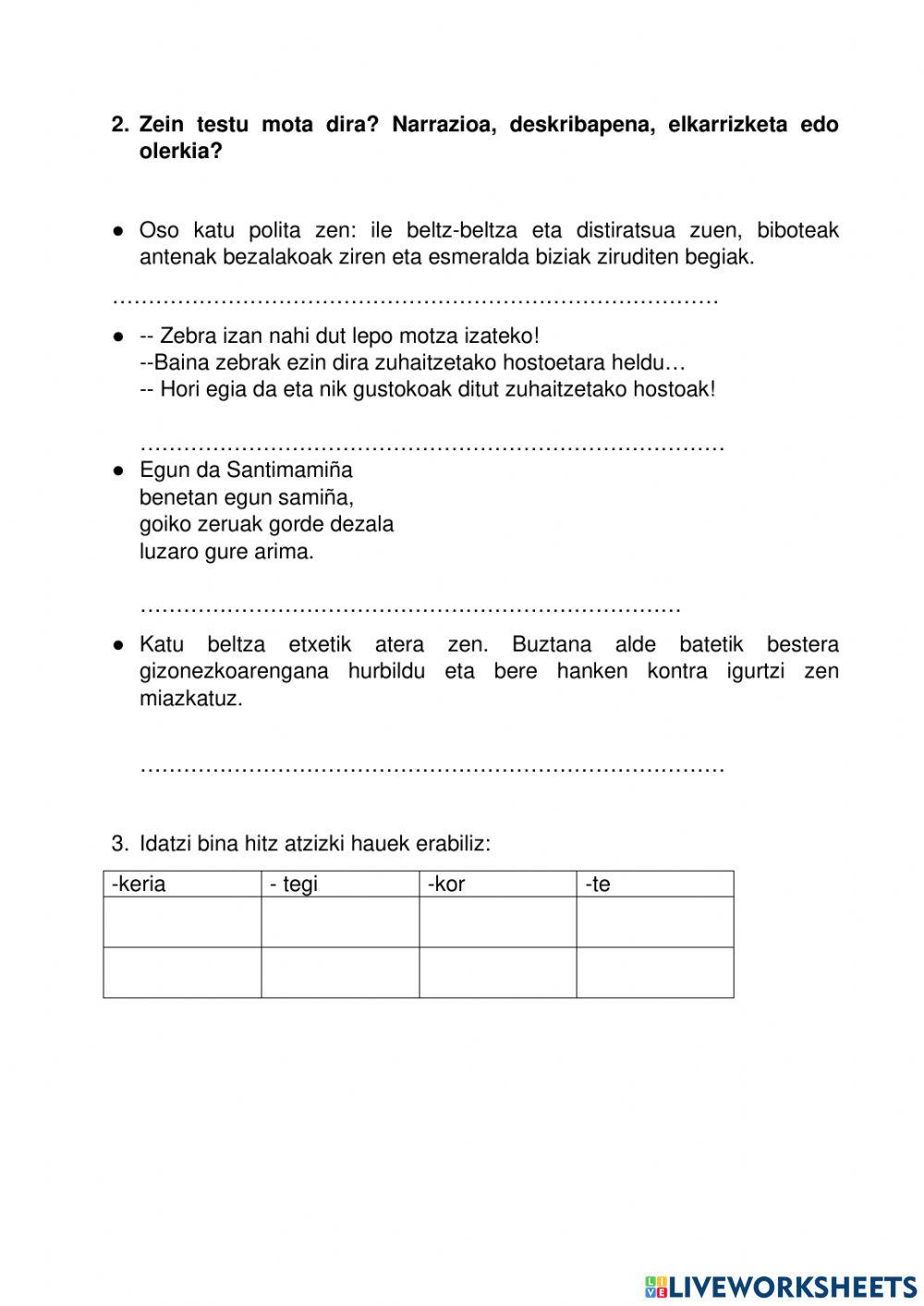 Euskera froga 3, 4 Euskera froga 3, 4