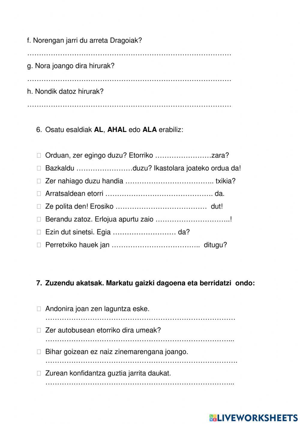 Euskera froga 3, 4 Euskera froga 3, 4