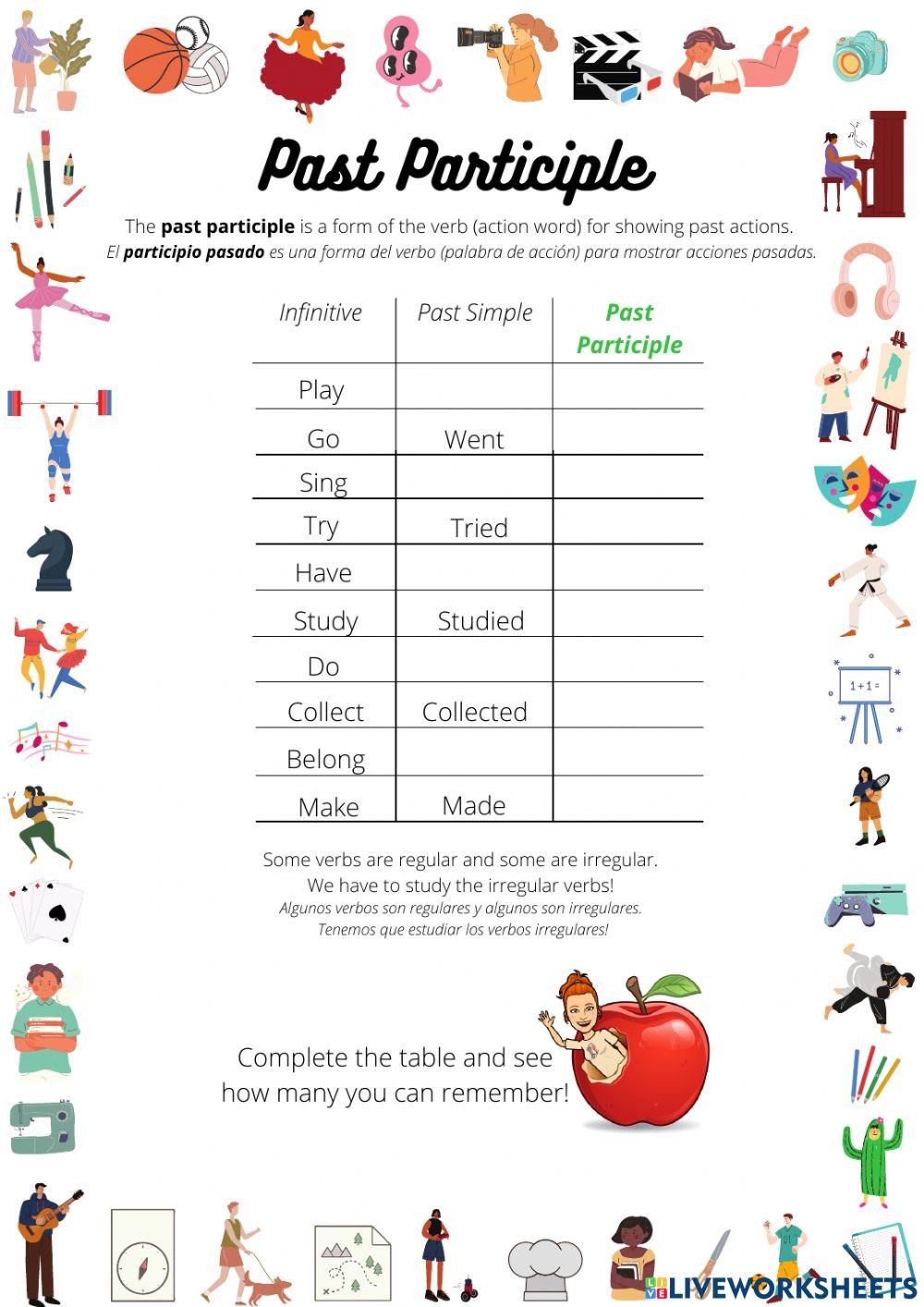 Past Participles Verb Test worksheet Live Worksheets