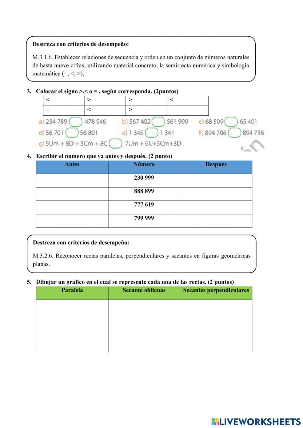 Prueba Parcial de Matemática de 5to