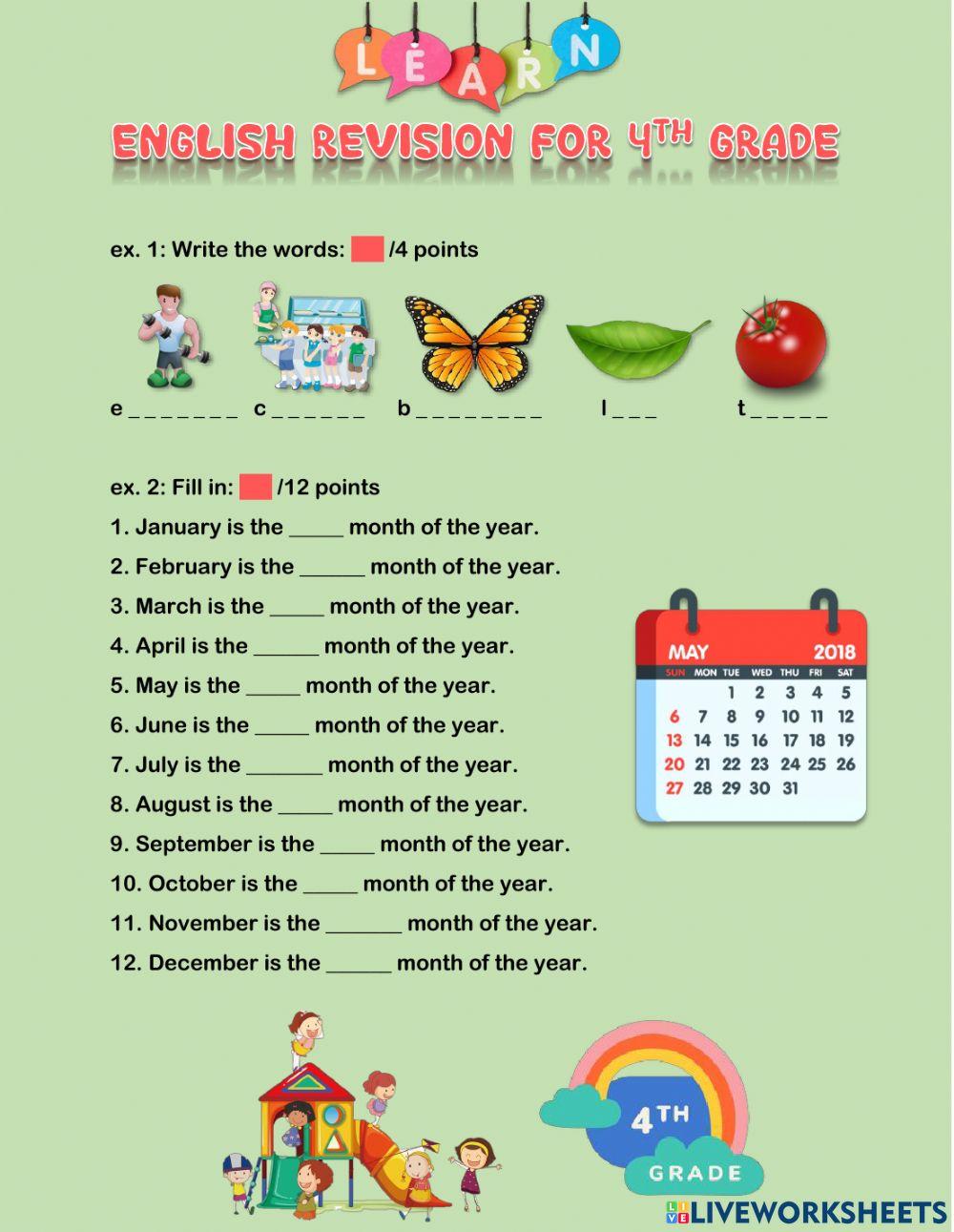 English Revision for 4th Grade