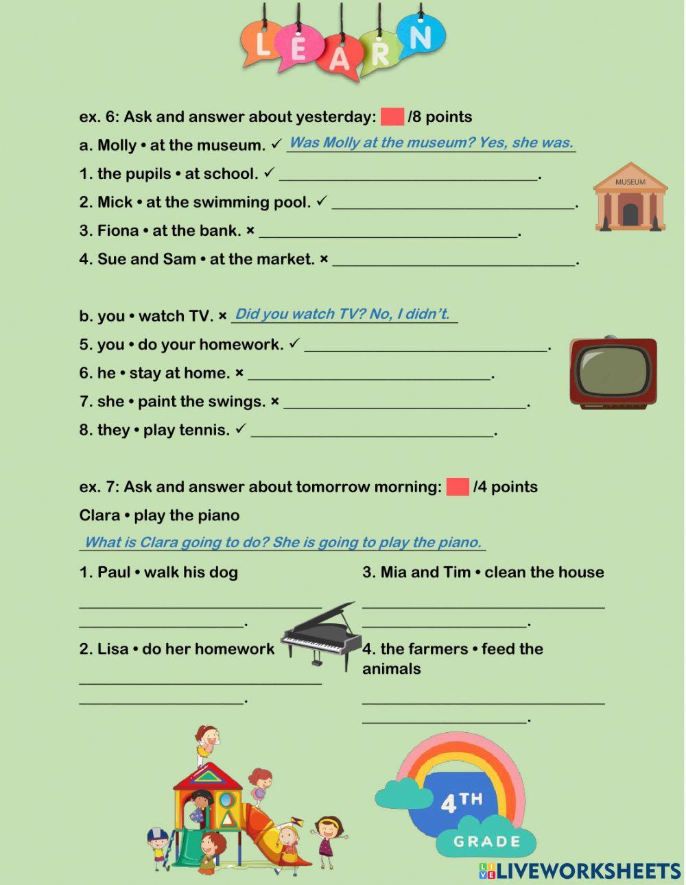 English Revision for 4th Grade