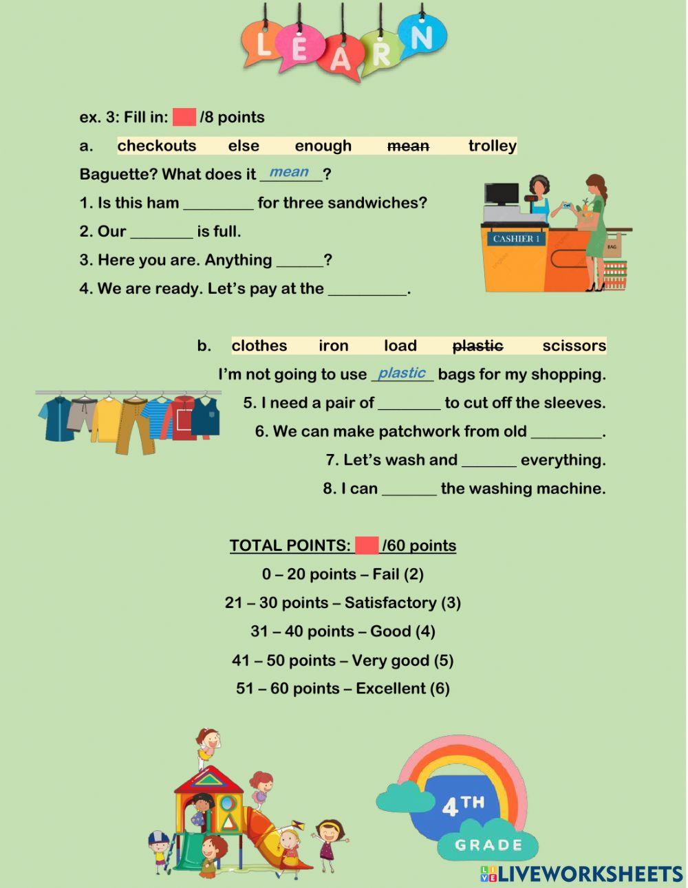 English Revision for 4th Grade