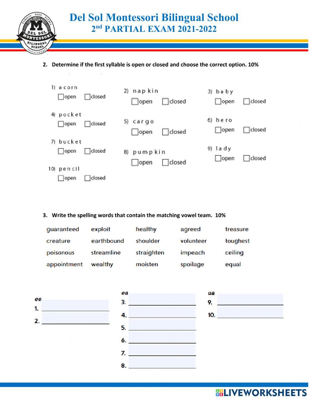 Phonics Exam 6th