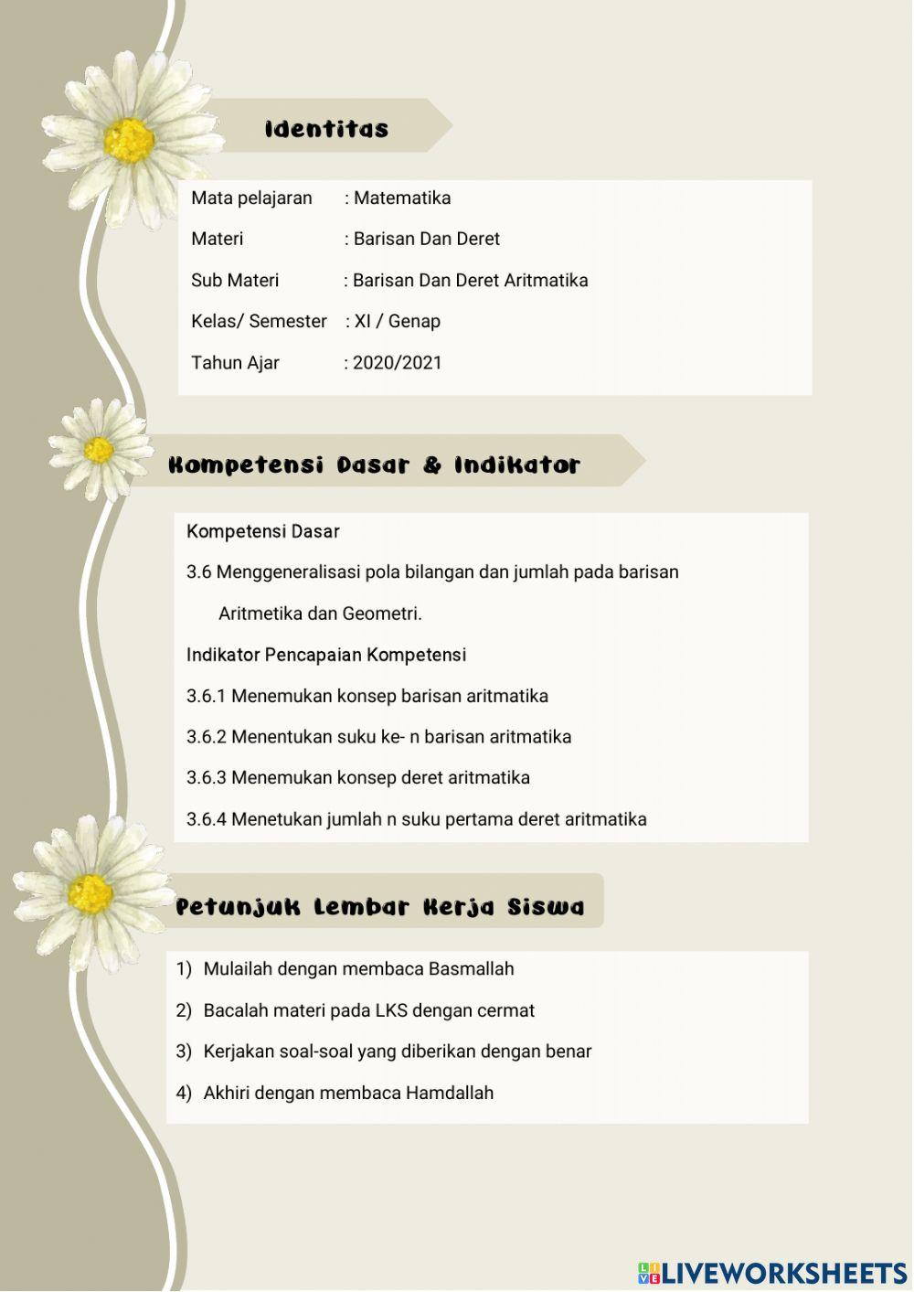 LKPD Barisan Dan Deret Aritmatika