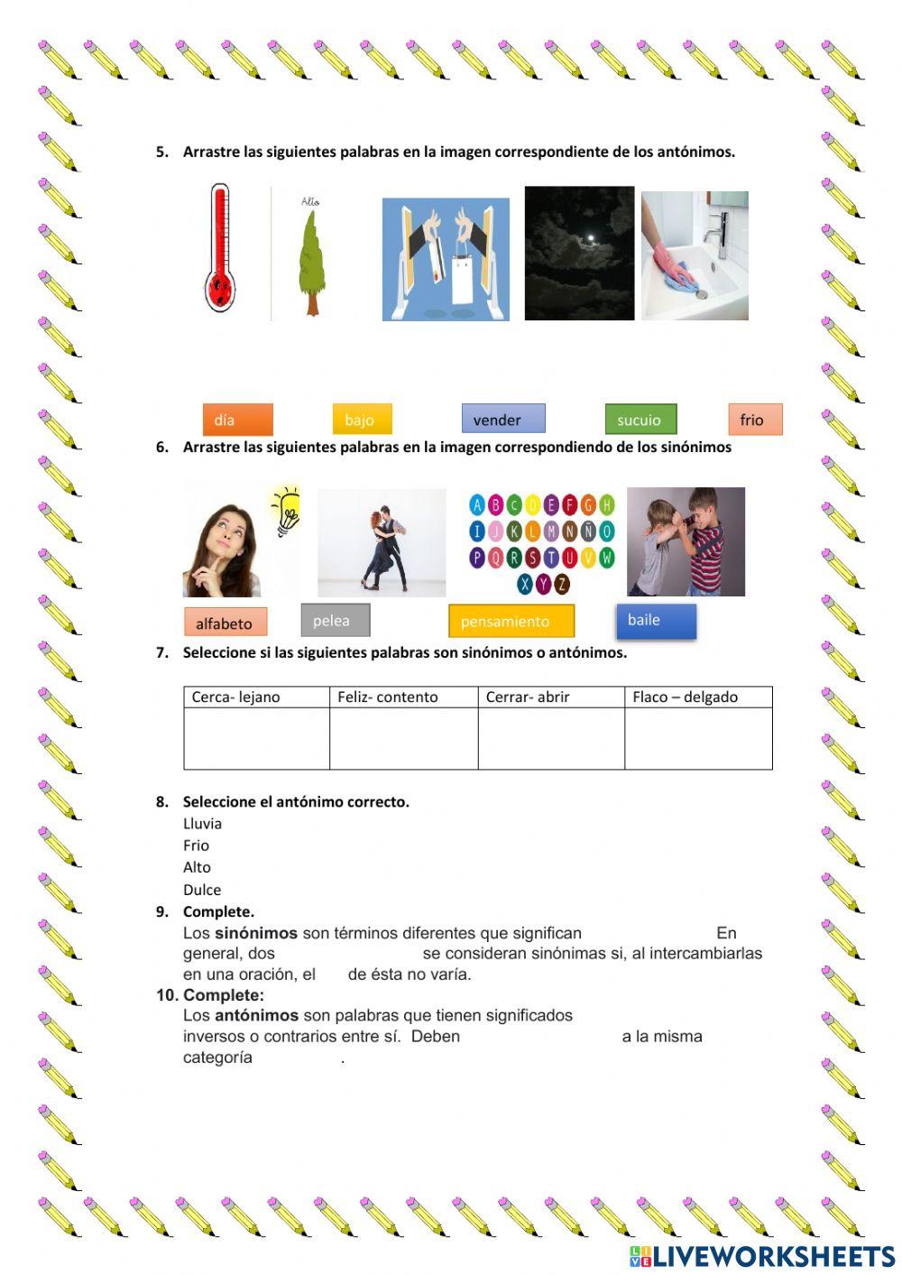 Sinónimos y antónimos