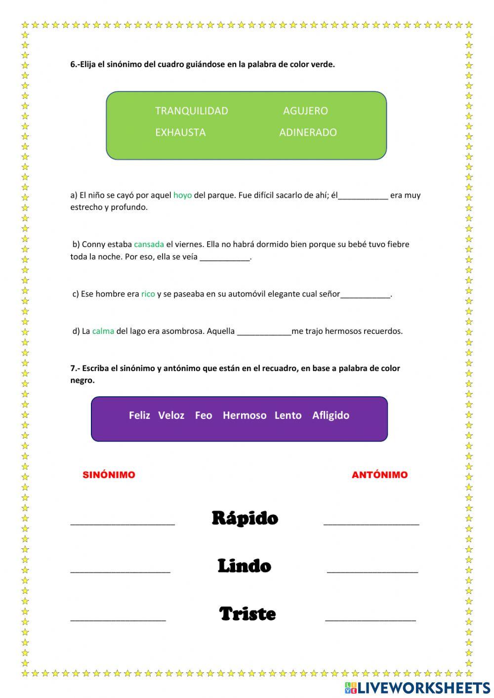 Antónimos y Sinónimos