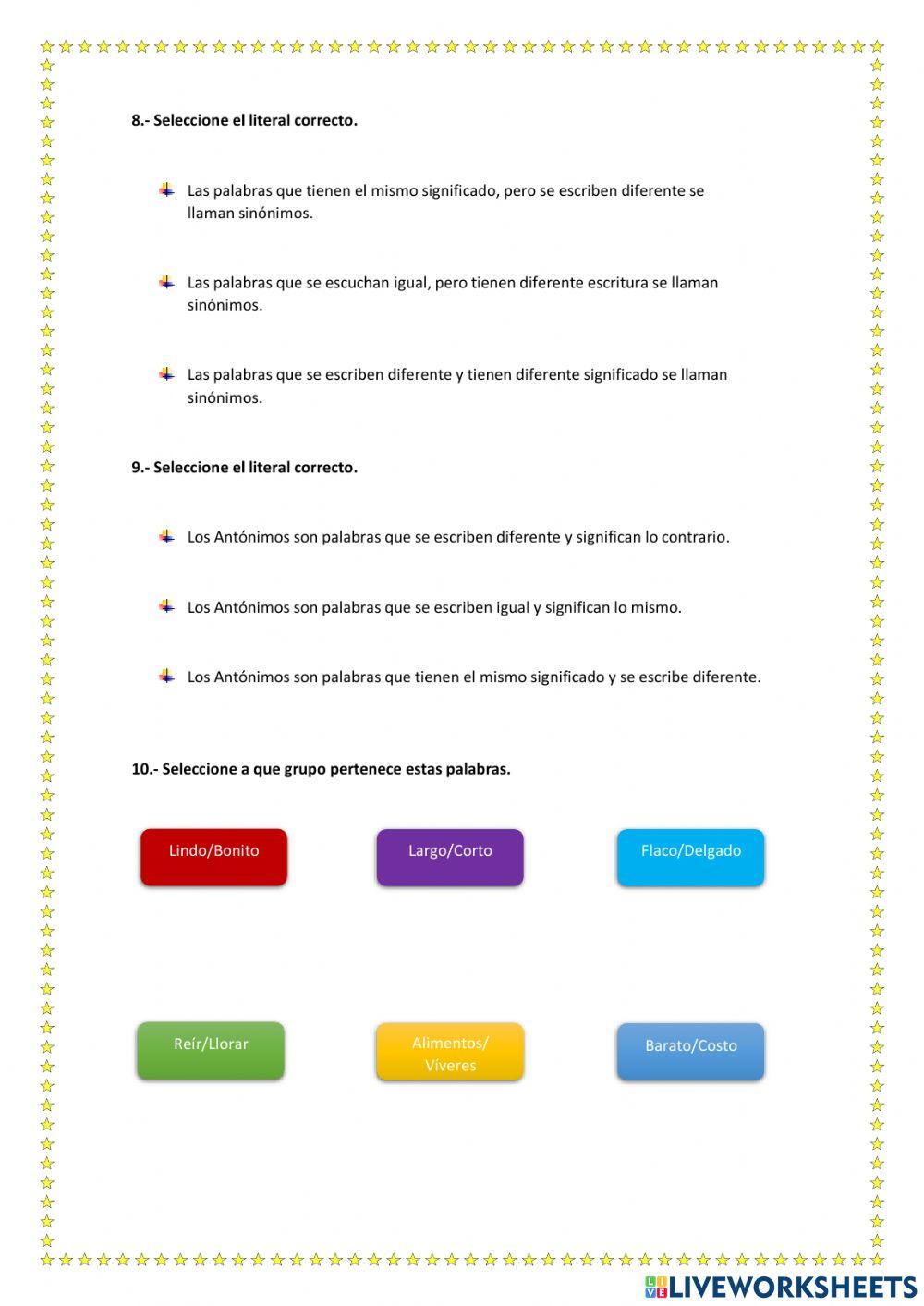 Antónimos y Sinónimos