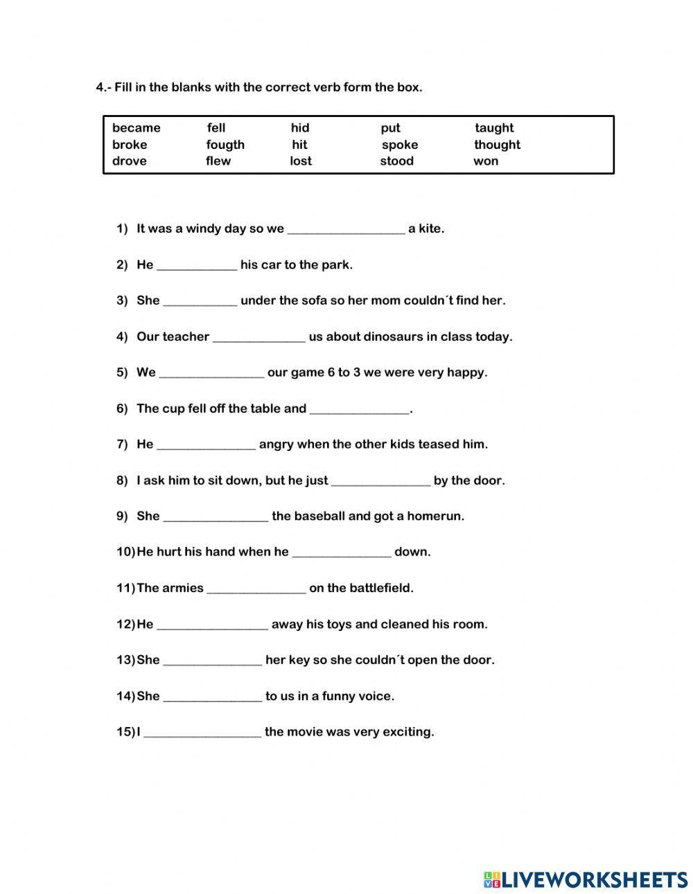 Examen de Ingles 3 Periodo de Recuperación