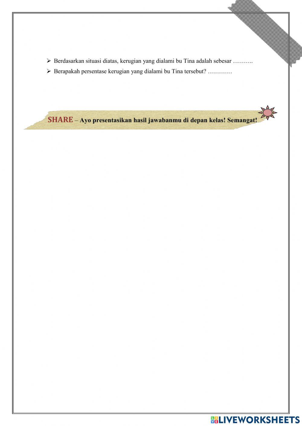 E-LKPD 2 ARITMETIKA SOSIAL (PERSENTASE KEUNTUNGAN DAN PERSENTASE KERUGIAN)