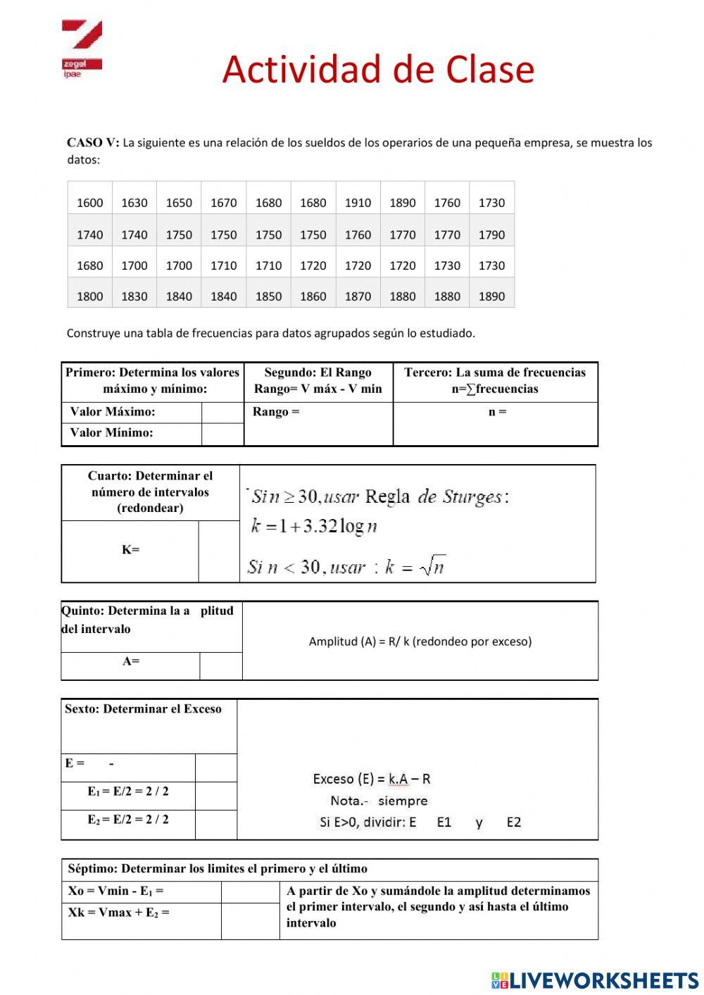 Intervalos de Clase Aplicación 1