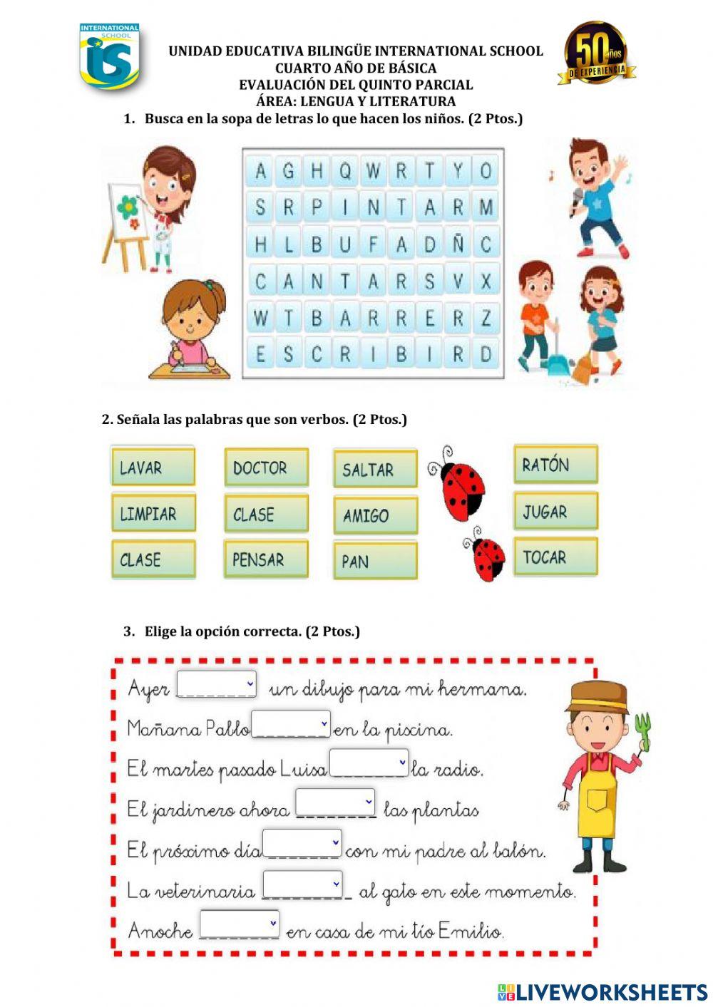 Evaluación quinto parcial