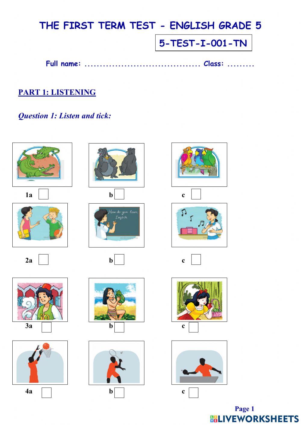 Tieng Anh lop 5 -1st Term test 01