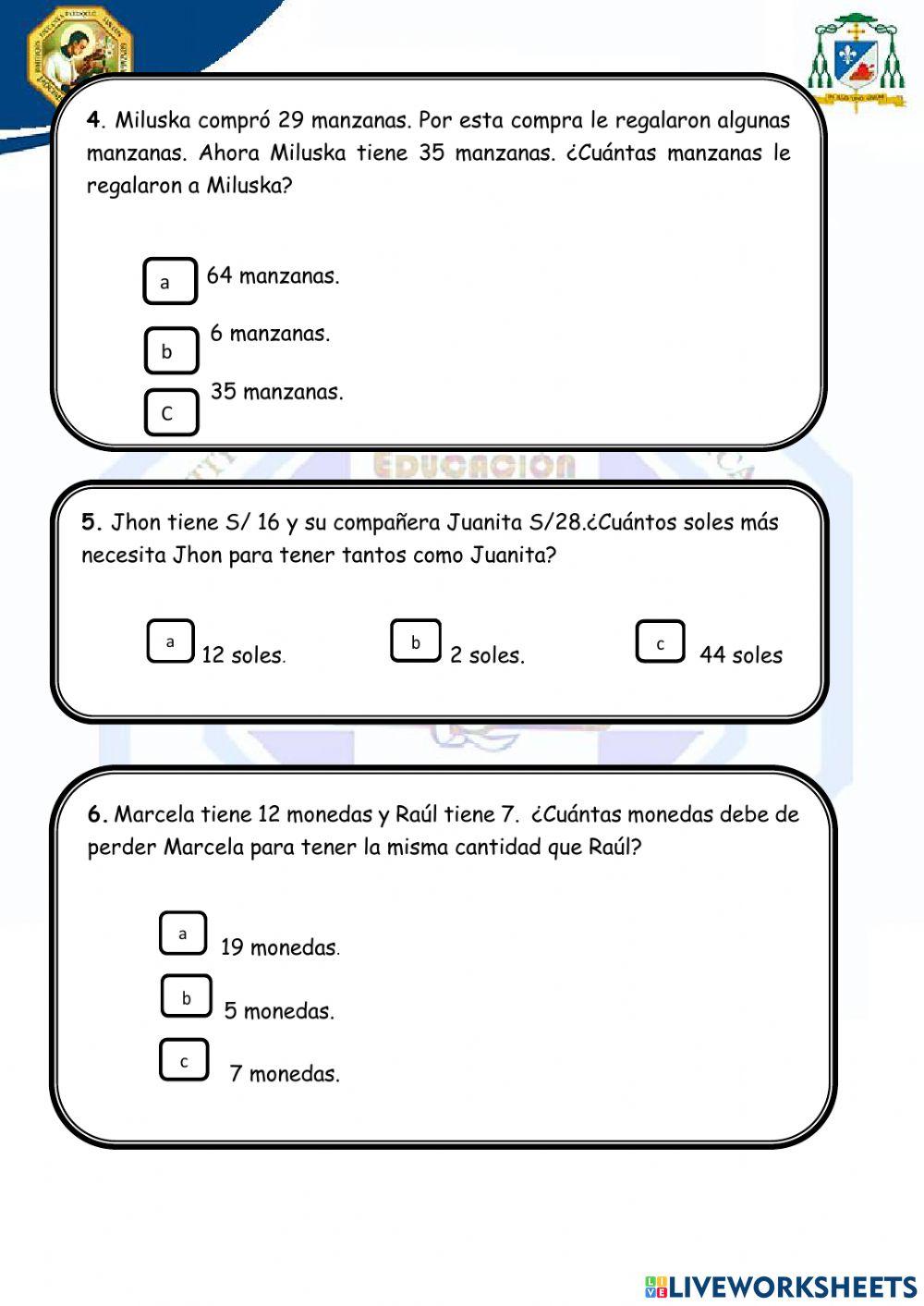 Evaluación de matemática