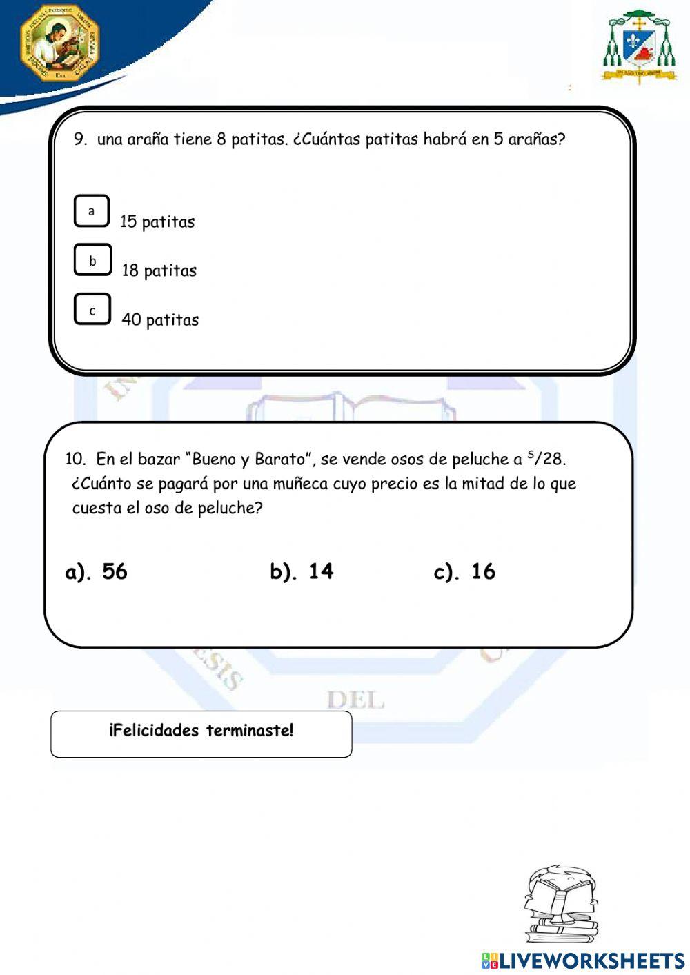 Evaluación de matemática