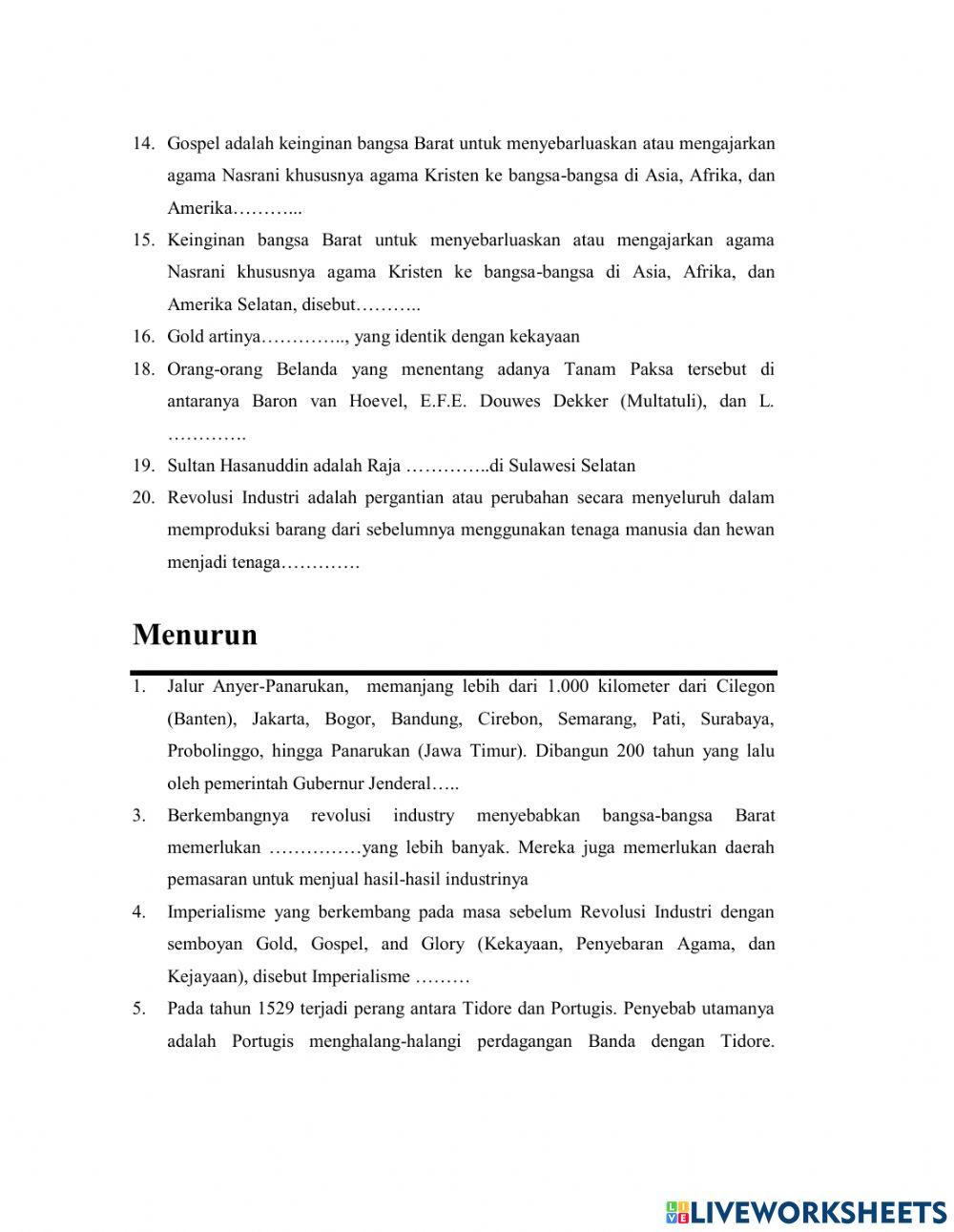 Crossword IPS Bagian Random Ke 69 worksheet Live Worksheets