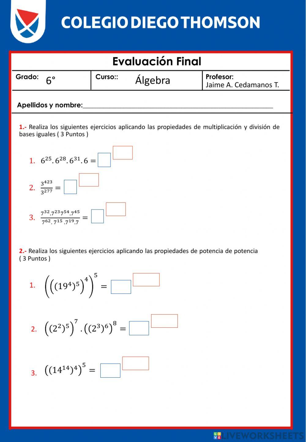 6to - X - Examen final 6to - X - Examen final