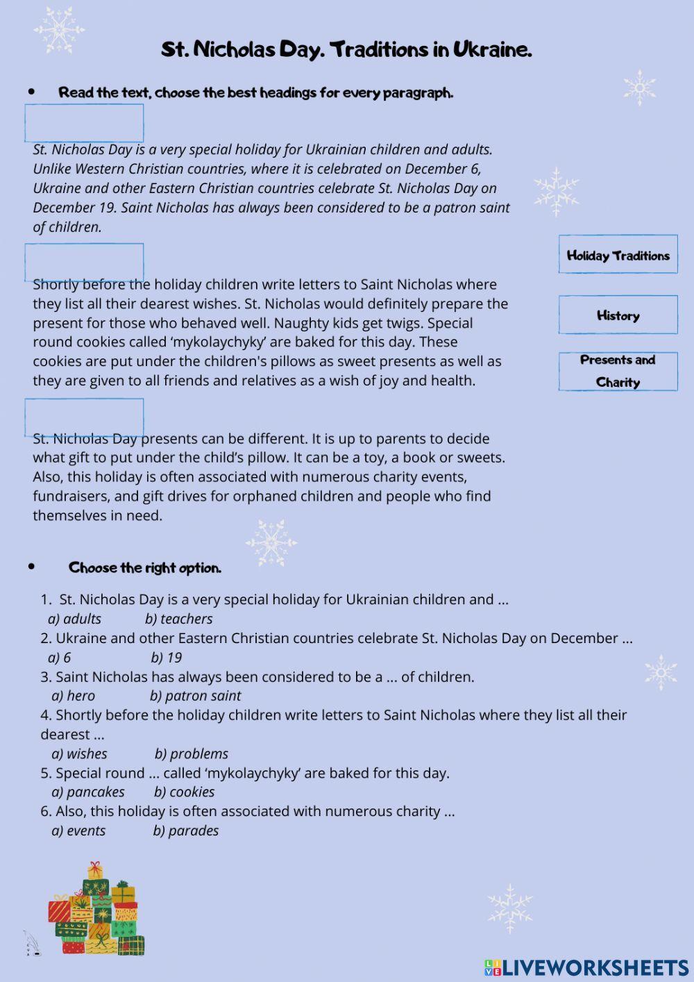 St. Nicholas Day. Traditions in Ukraine.