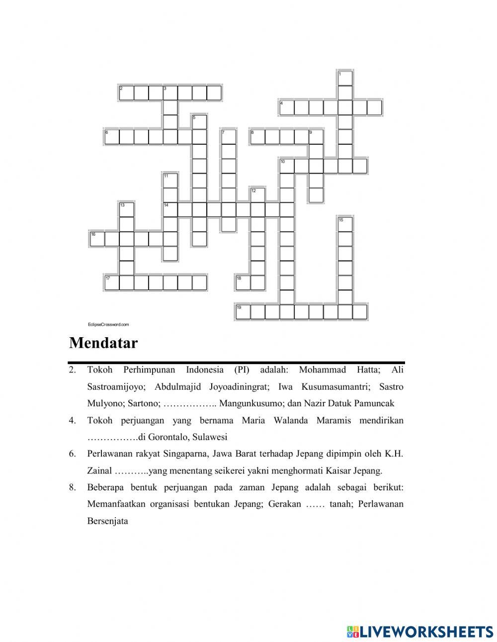 Crossword IPS Bagian Random Ke 79 worksheet Live Worksheets